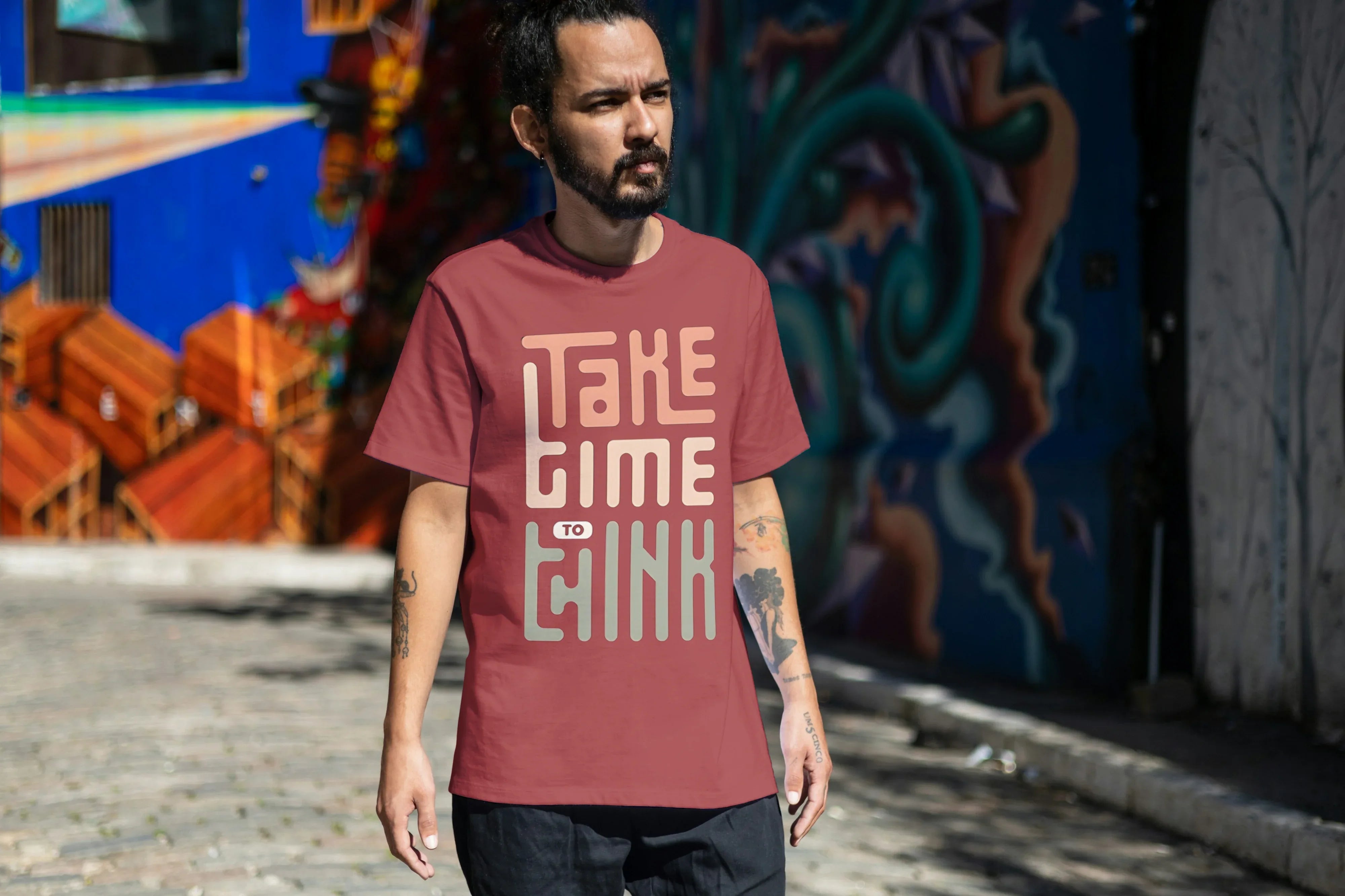 Take Time to Think Graphic Oversized Classic T-Shirt for Men - Not So Suttle