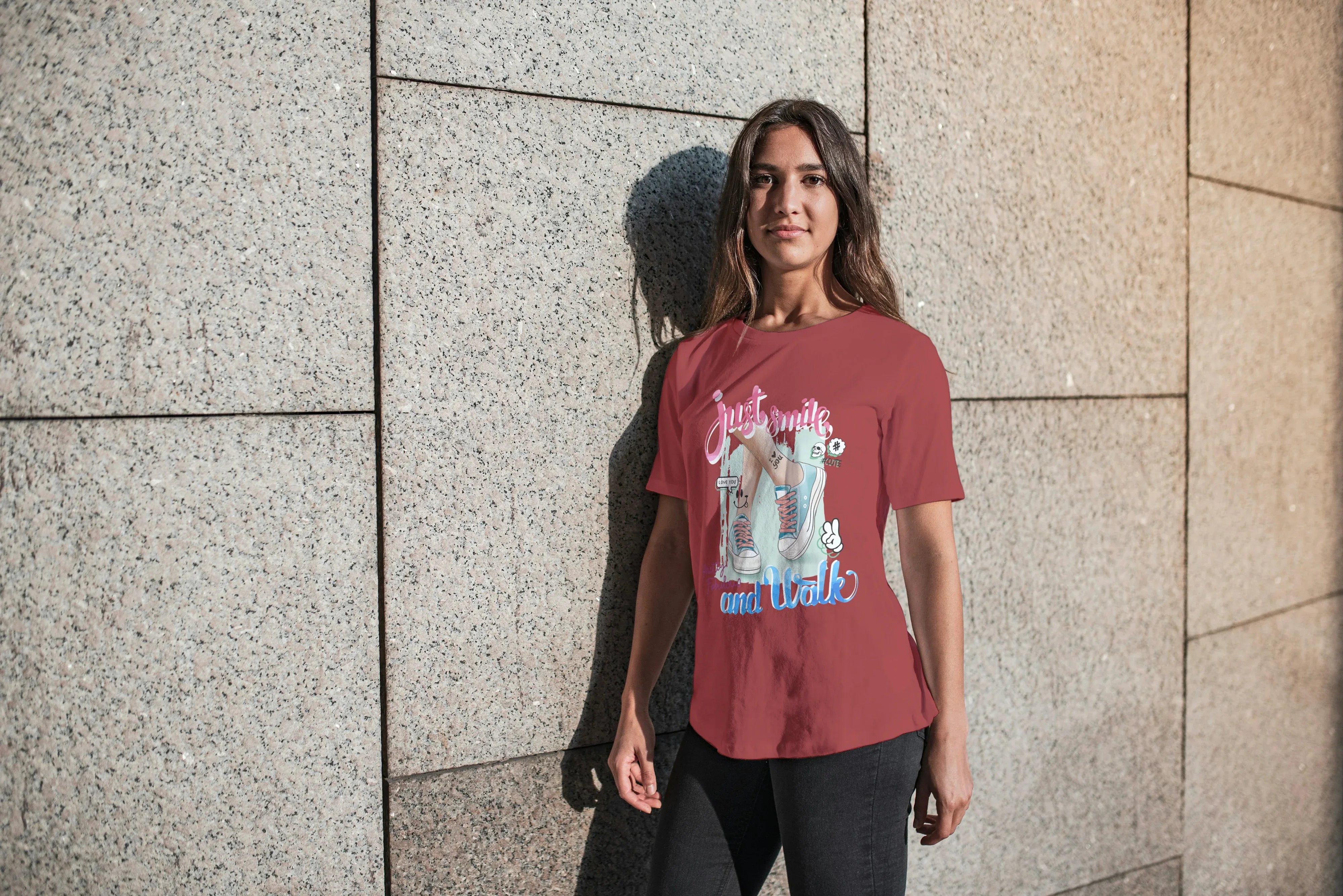 Just Smile and Walk Graphic Oversized Classic T-Shirt for Women - Not So Suttle