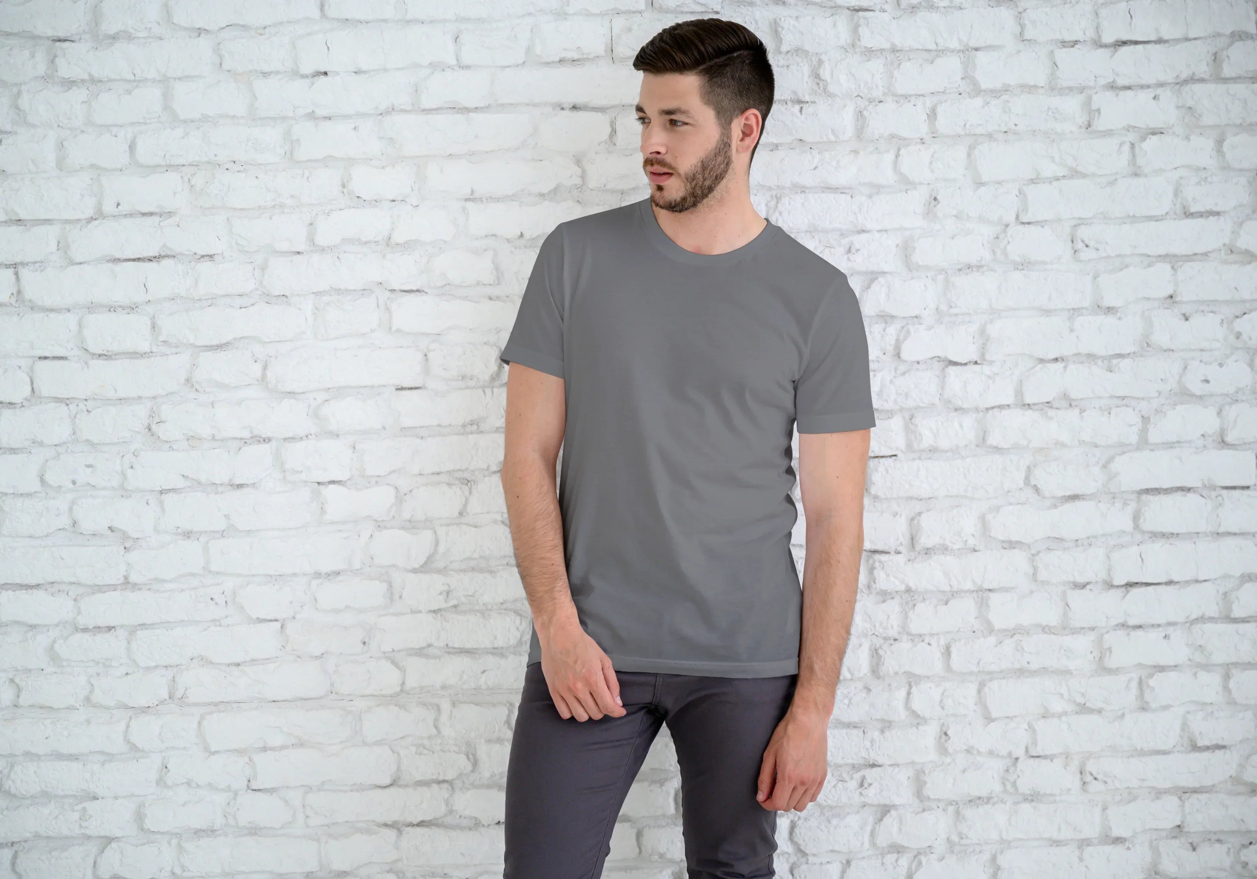 Solid Charcoal Plus Size Classic Crew T-Shirt for Men - Not So Suttle