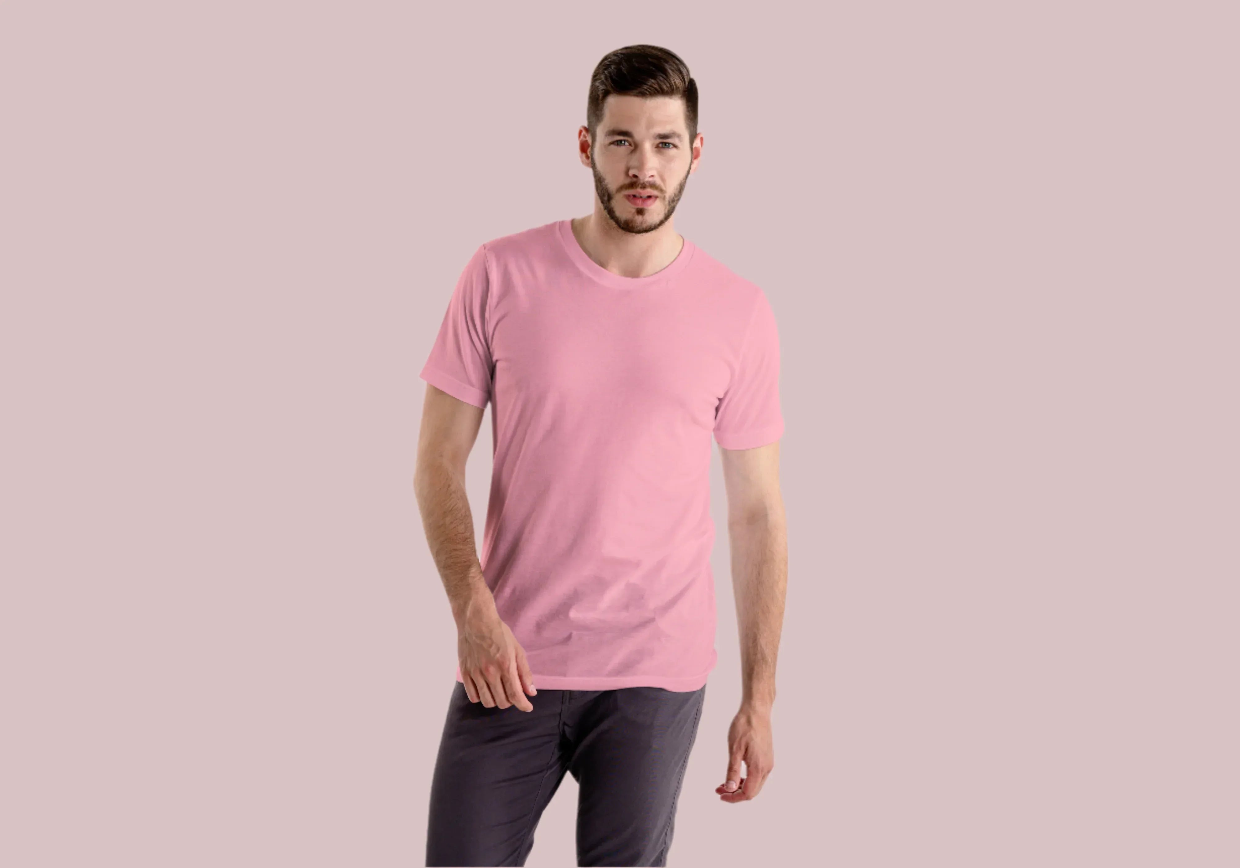 Solid Flamingo Plus Size Classic Crew T-Shirt for Men - Not So Suttle