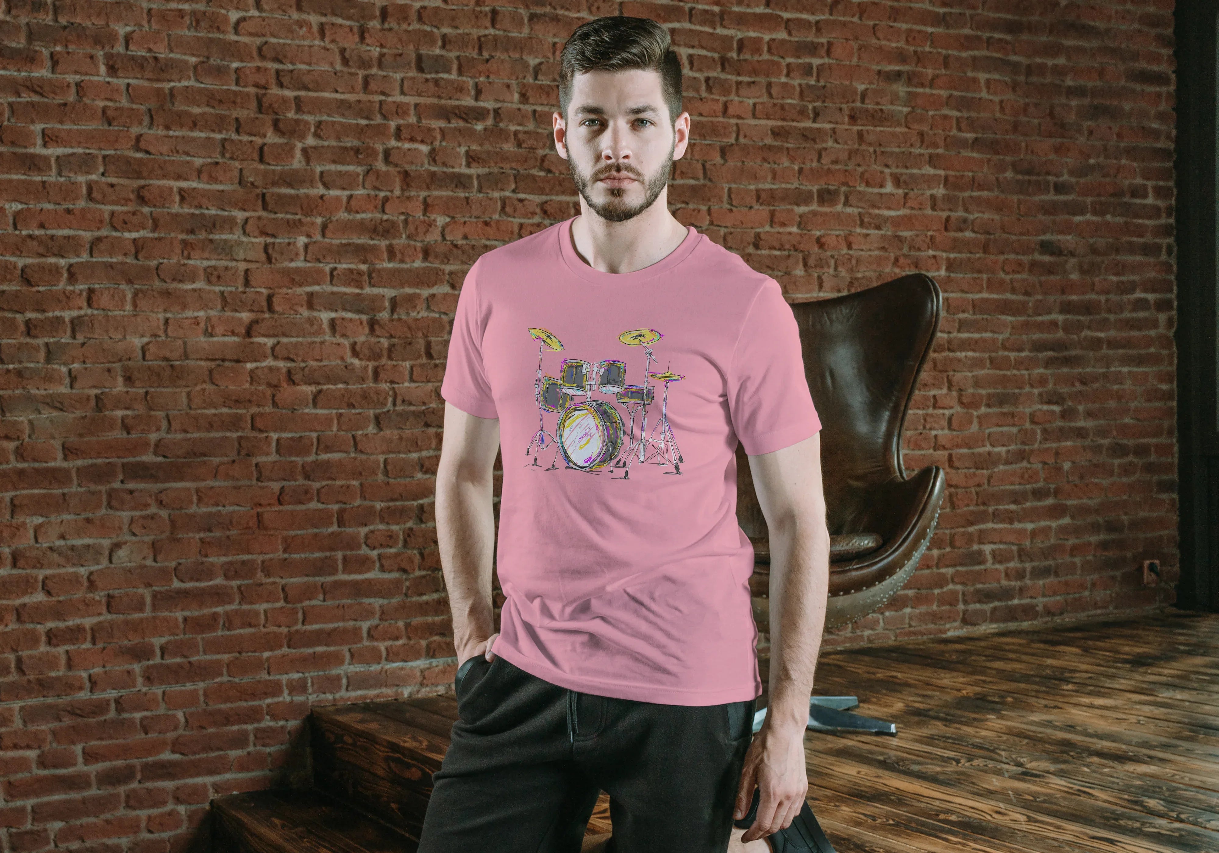 Drums Graphic Classic Crew T-Shirt for Men - Not So Suttle