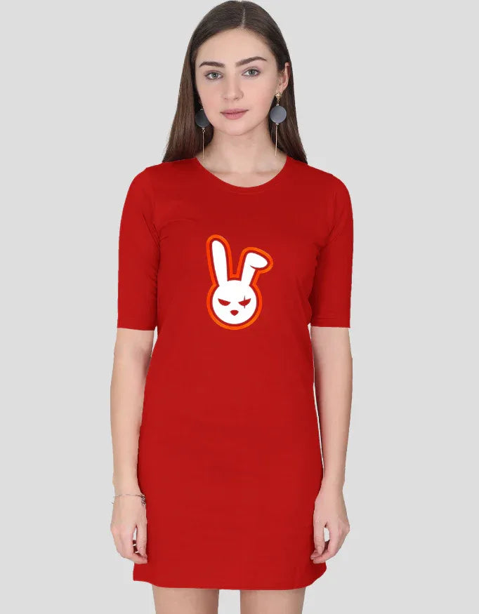 Angry Rabbit Graphic T-Shirt Dress for Women - Not So Suttle