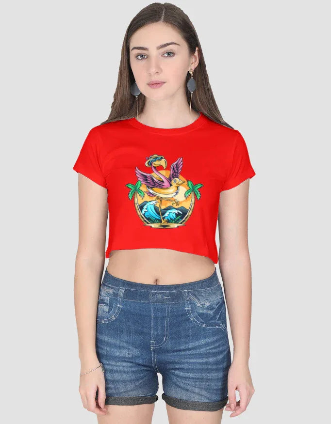 Flamingo Graphic Crop Top for Women - Not So Suttle