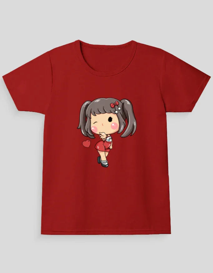 Girl Heart Graphic Neck T-Shirt for Girl's - Not So Suttle