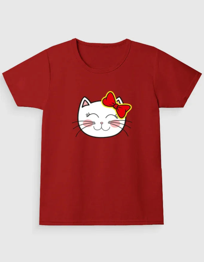 Kitty Crew Neck T-Shirt for Girl's - Not So Suttle