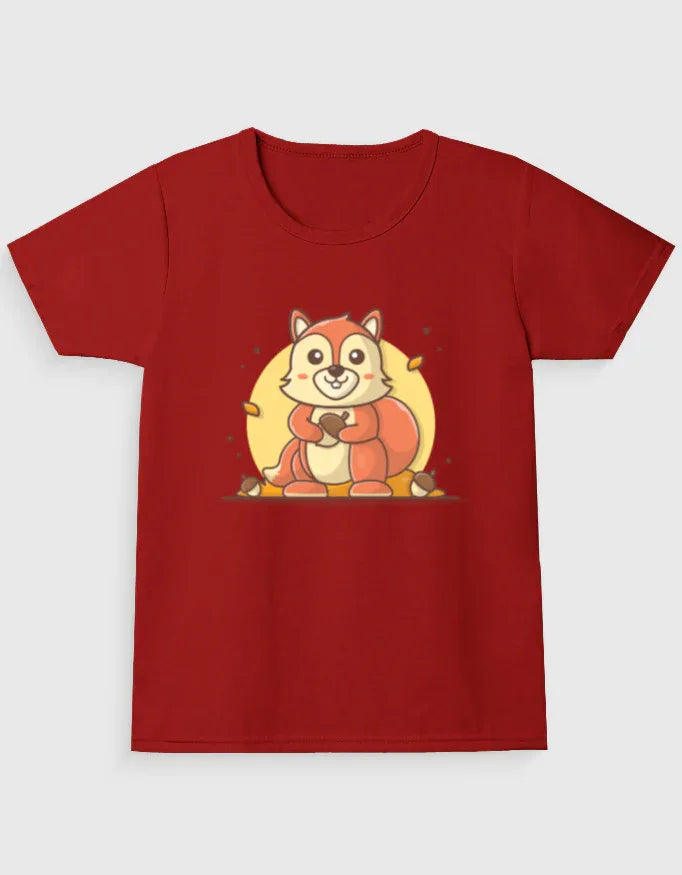 Brown Squirrel Graphic T-Shirt for Girl's - Not So Suttle