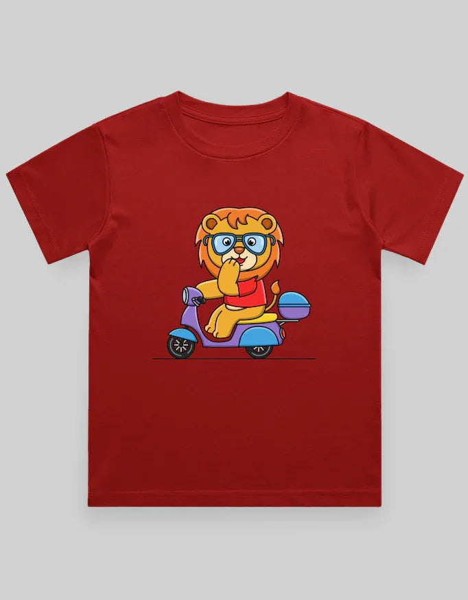 Lion on Scooter Graphic T-Shirt for Boys - Not So Suttle