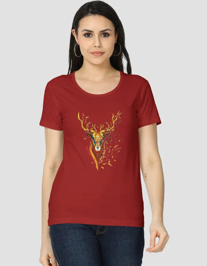 Golden Deer Graphic Classic T-Shirt for Women - Not So Suttle