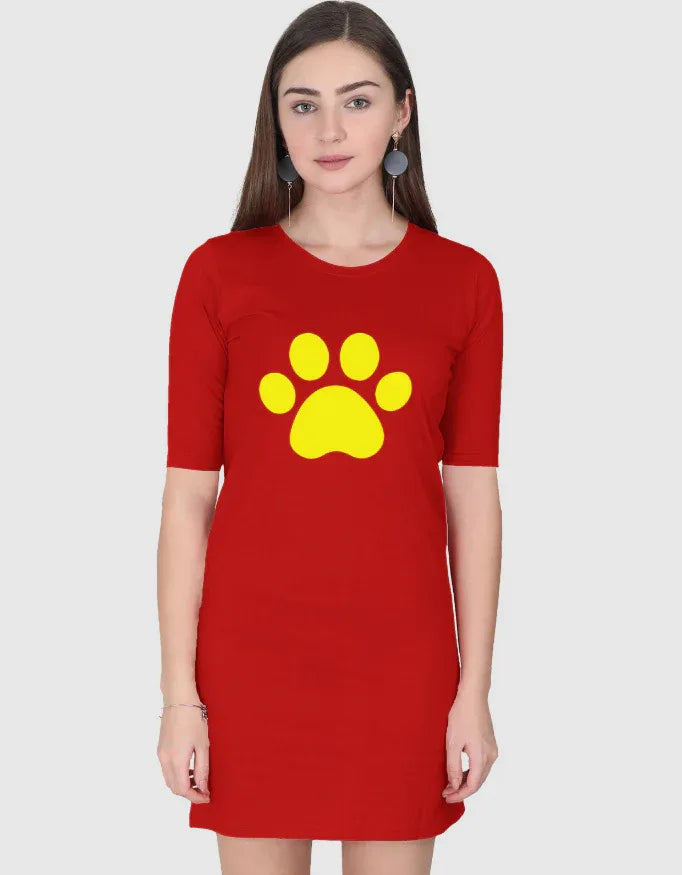 Yellow Paws Graphic T-Shirt Dress for Women - Not So Suttle