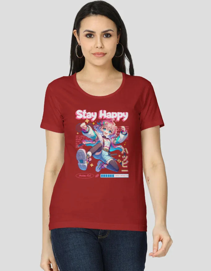 Stay Happy Graphic Classic T-Shirt for Women - Not So Suttle