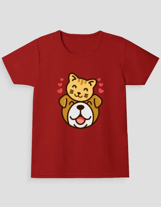 Cat and Dog Graphic T-Shirt for Girl's - Not So Suttle