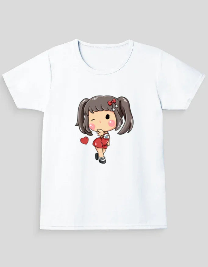 Girl Heart Graphic Neck T-Shirt for Girl's - Not So Suttle