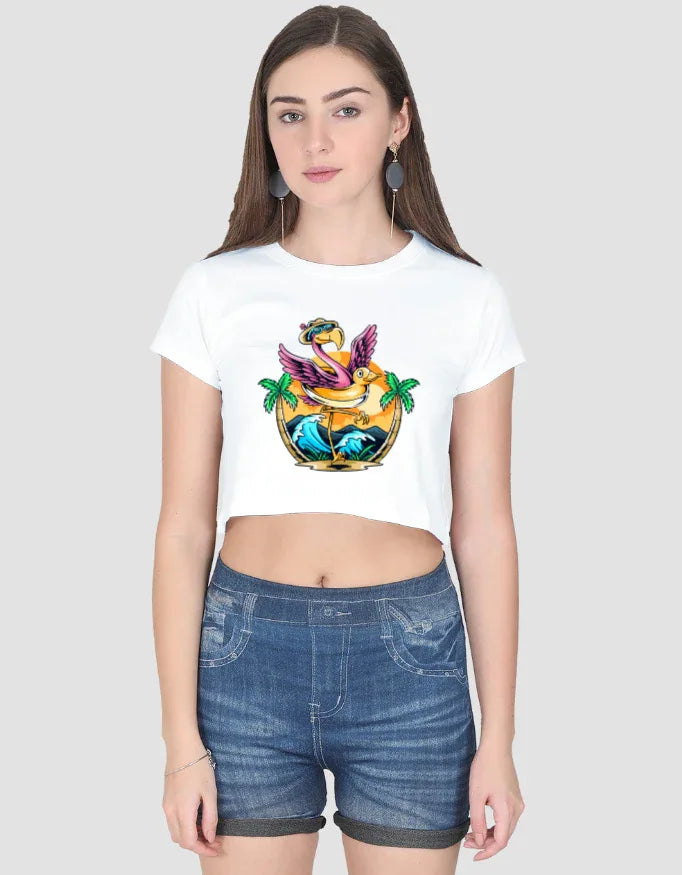 Flamingo Graphic Crop Top for Women - Not So Suttle
