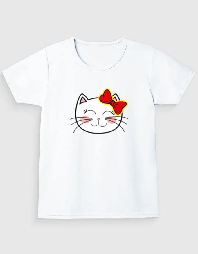 Kitty Crew Neck T-Shirt for Girl's - Not So Suttle