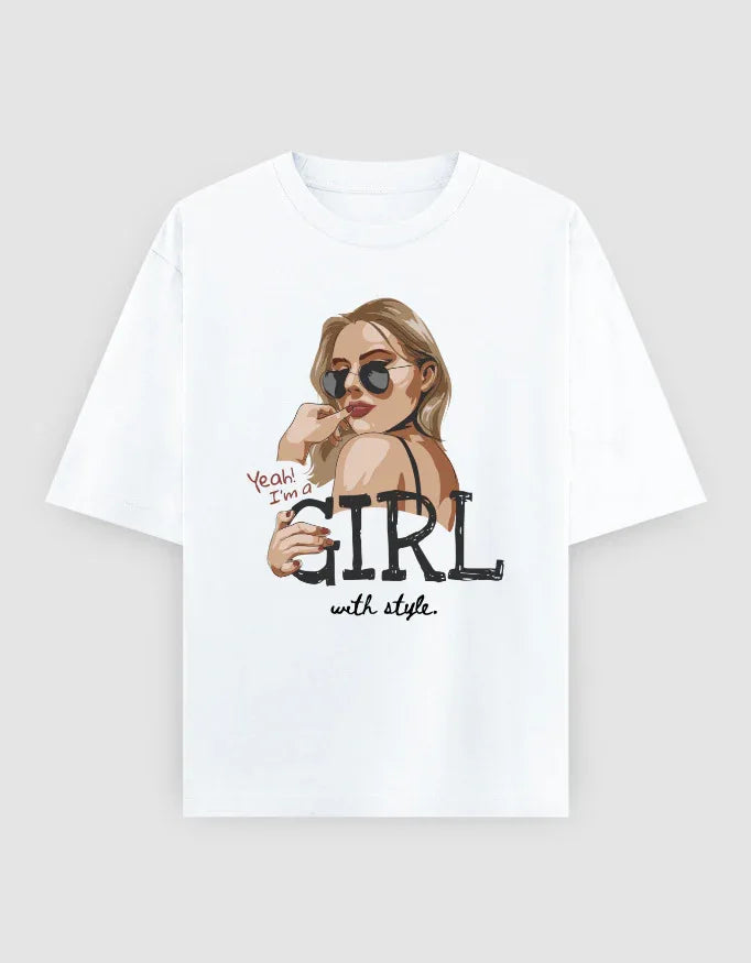 Girl With Style Graphic Oversized Classic T-Shirt for Women - Not So Suttle