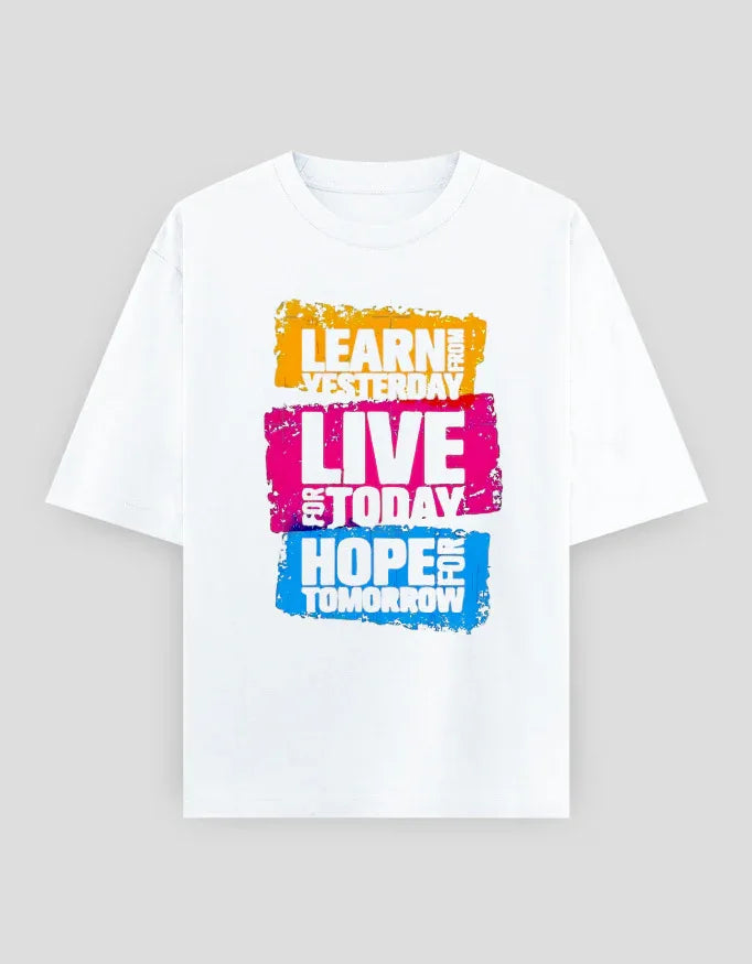 Learn Live Hope Graphic Oversized Classic T-Shirt for Men - Not So Suttle