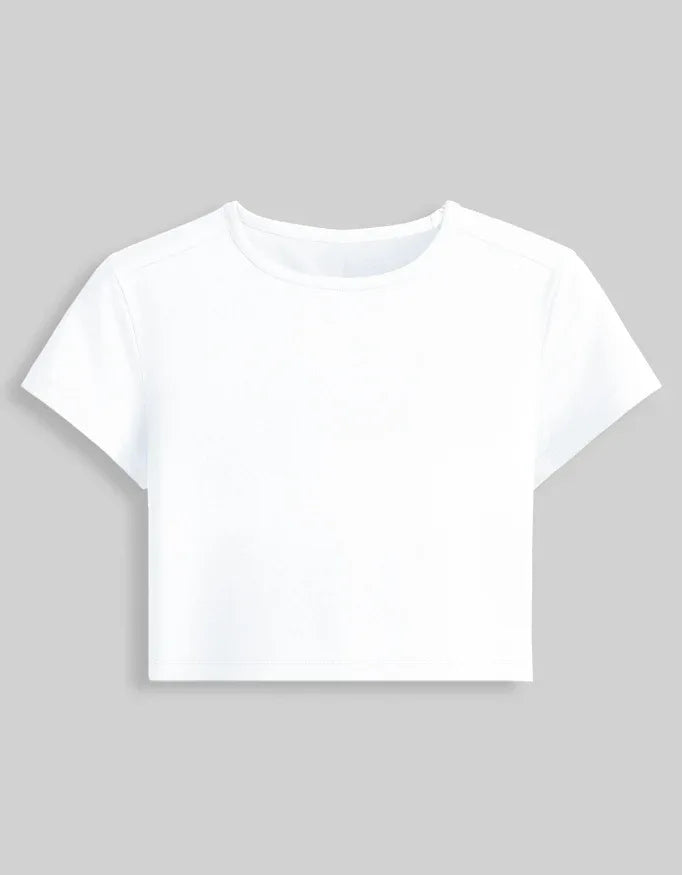 White Stretchable Crop Tee for Women - Not So Suttle