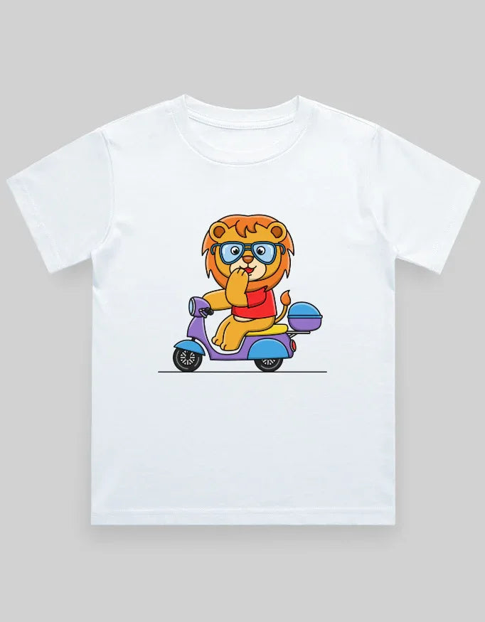Lion on Scooter Graphic T-Shirt for Boys - Not So Suttle
