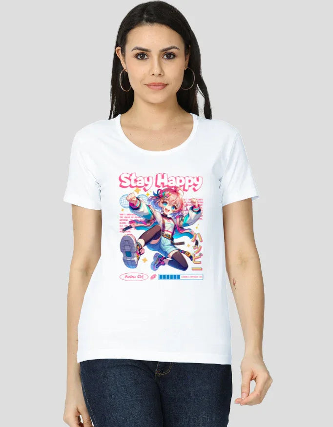 Stay Happy Graphic Classic T-Shirt for Women - Not So Suttle