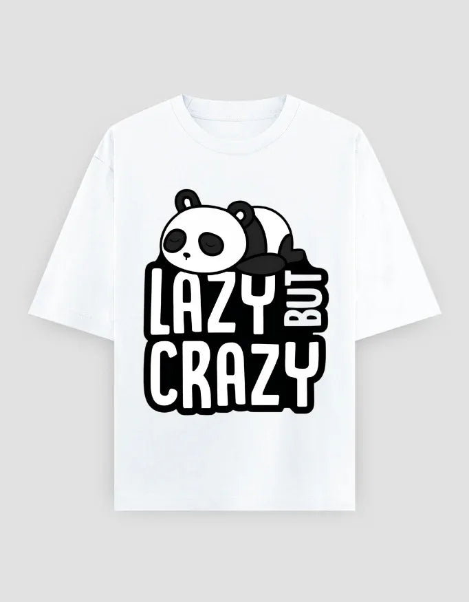 Lazy But Crazy Graphic Oversized Classic T-Shirt for Men - Not So Suttle