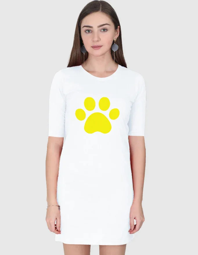 Yellow Paws Graphic T-Shirt Dress for Women - Not So Suttle