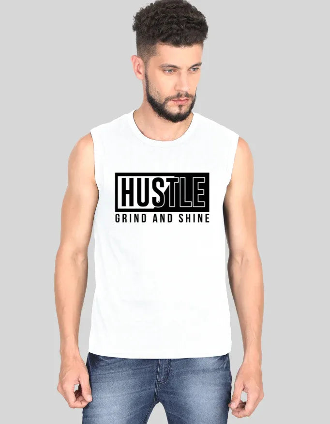 Hustle Graphic Sleeveless T-Shirt for Men - Not So Suttle