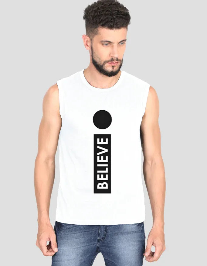 Believe Sleeveless Graphic T-Shirt for Men - Not So Suttle