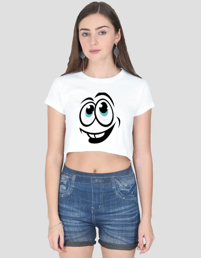 Smiley Graphic Crop Top for Women - Not So Suttle