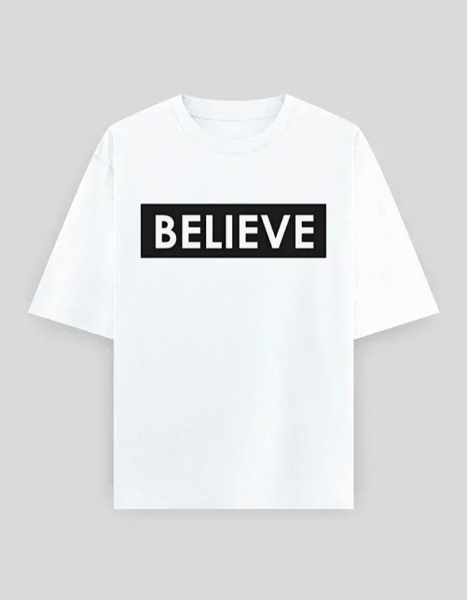 Believe Graphic Oversized Classic T-Shirt for Men - Not So Suttle