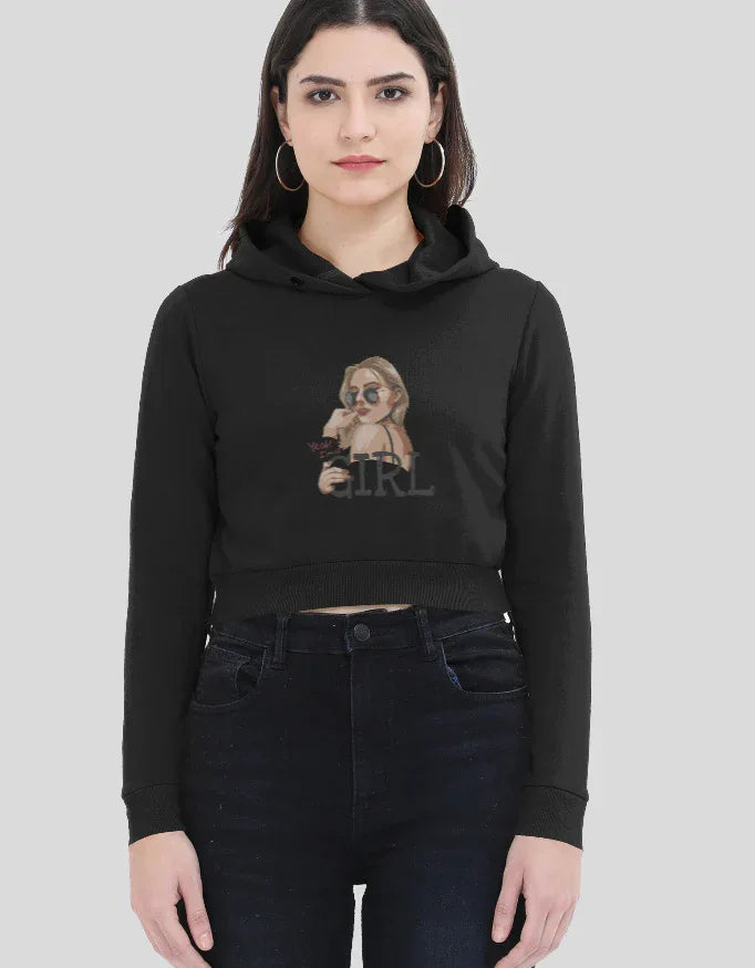 Girl With Style Graphic Cropped Hoodie for Women - Not So Suttle