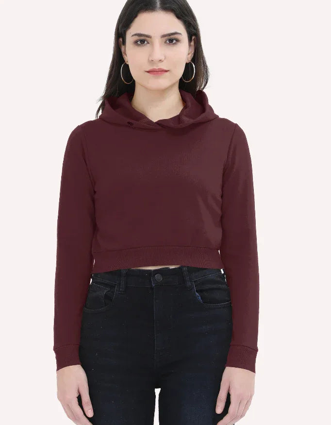 Female Cropped Hoodie Maroon - Not So Suttle