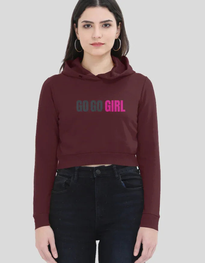 Go Go Girl Graphic Cropped Hoodie for Women - Not So Suttle