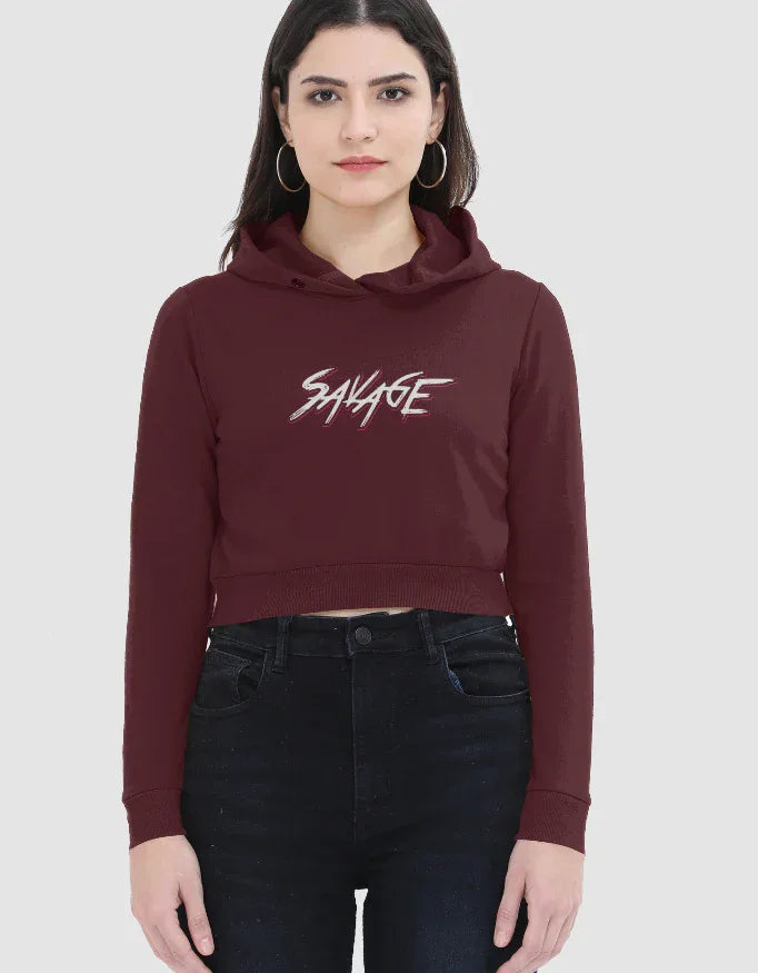 Savage Graphic Cropped Hoodie for Women - Not So Suttle