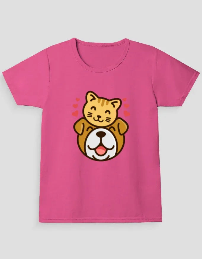 Cat and Dog Graphic T-Shirt for Girl's - Not So Suttle