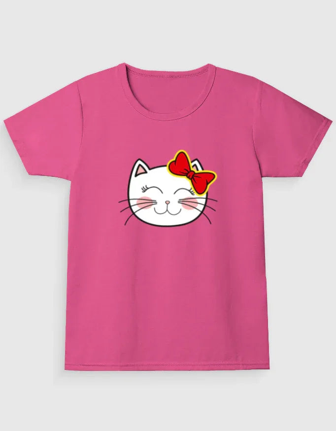 Kitty Crew Neck T-Shirt for Girl's - Not So Suttle