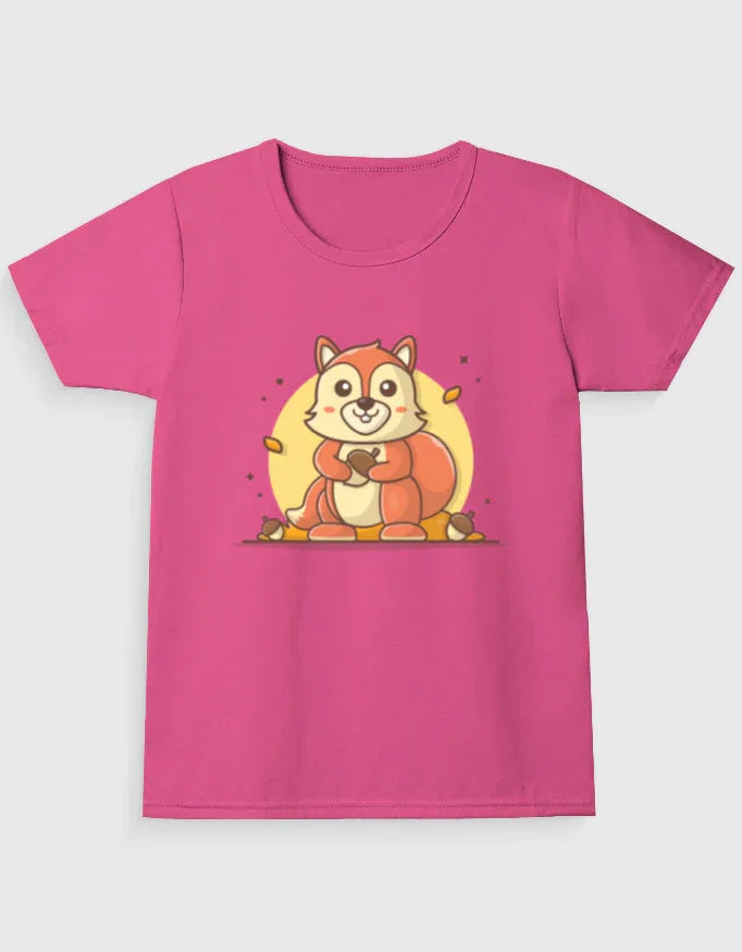 Brown Squirrel Graphic T-Shirt for Girl's - Not So Suttle