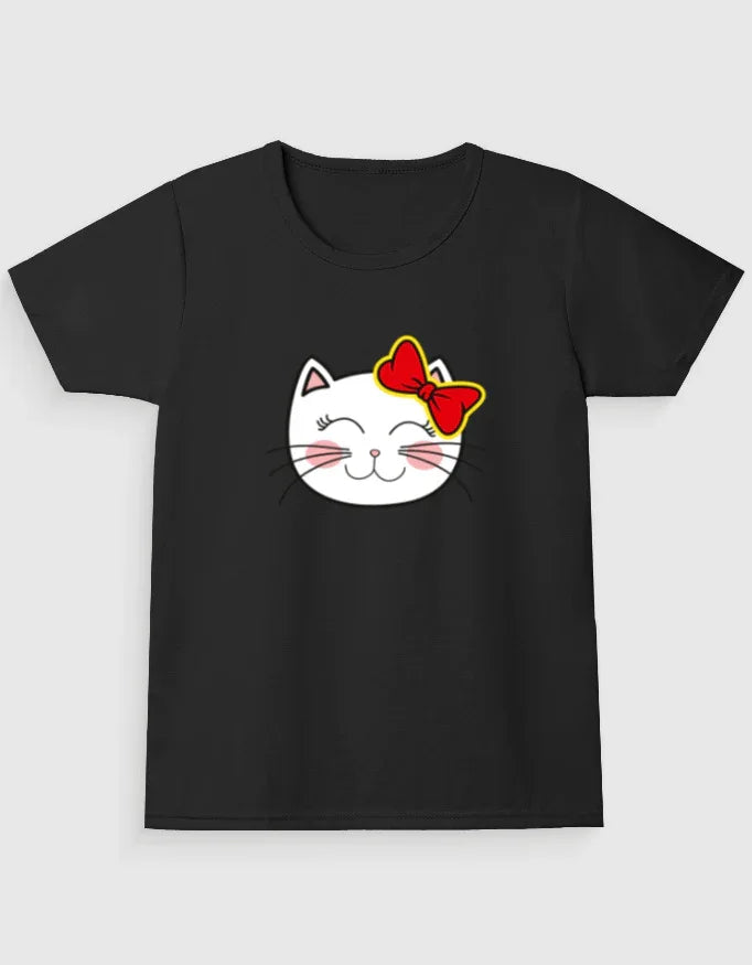 Kitty Crew Neck T-Shirt for Girl's - Not So Suttle