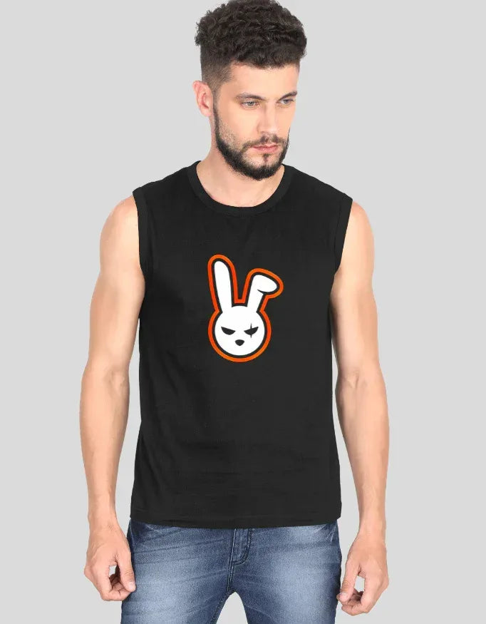 Angry Bunny Graphic Sleeveless T-Shirt for Men - Not So Suttle