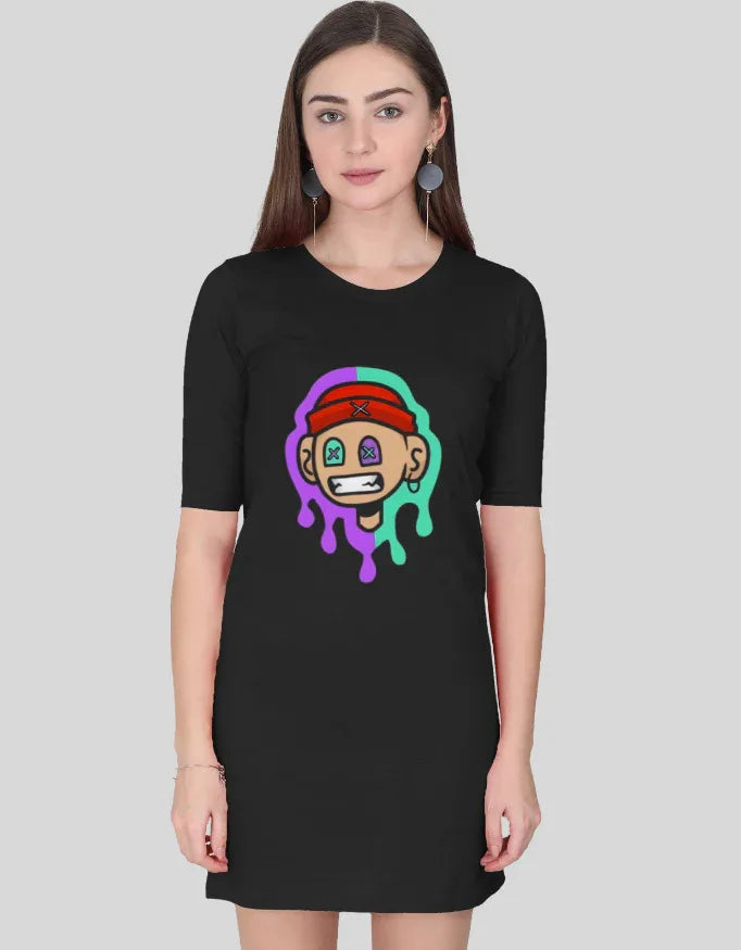 Pocker Face Graphic T-Shirt Dress for Women - Not So Suttle