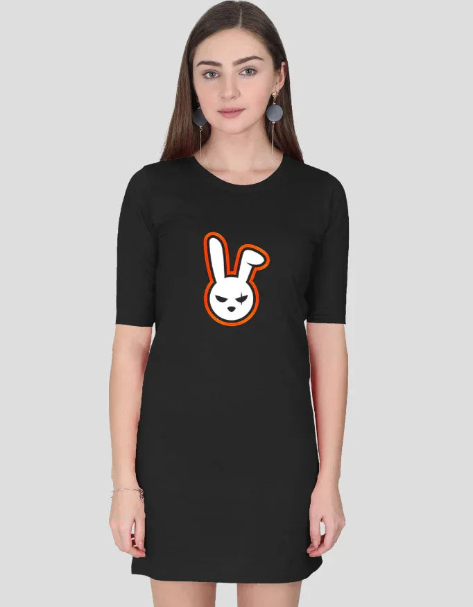 Angry Rabbit Graphic T-Shirt Dress for Women - Not So Suttle