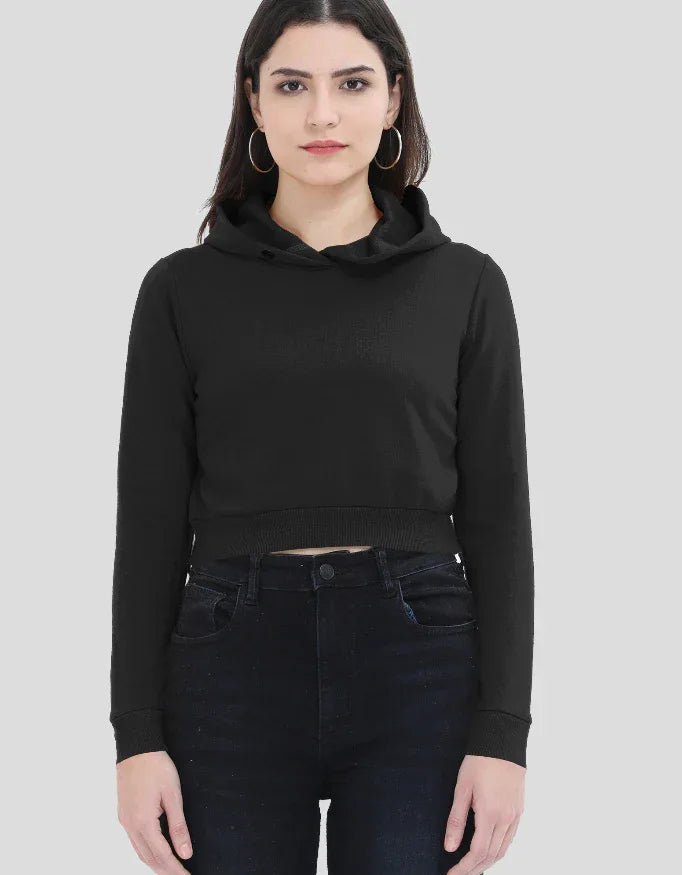 Female Cropped Hoodie Black - Not So Suttle
