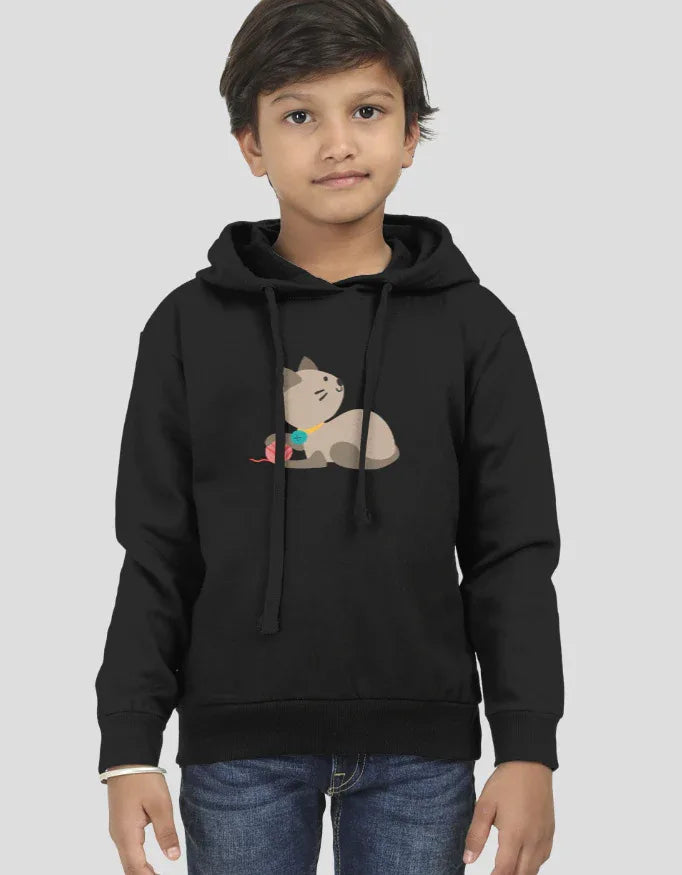 Cat and Ball Graphic Kids Hoodie - Not So Suttle