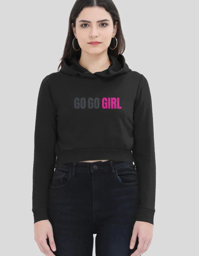 Go Go Girl Graphic Cropped Hoodie for Women - Not So Suttle
