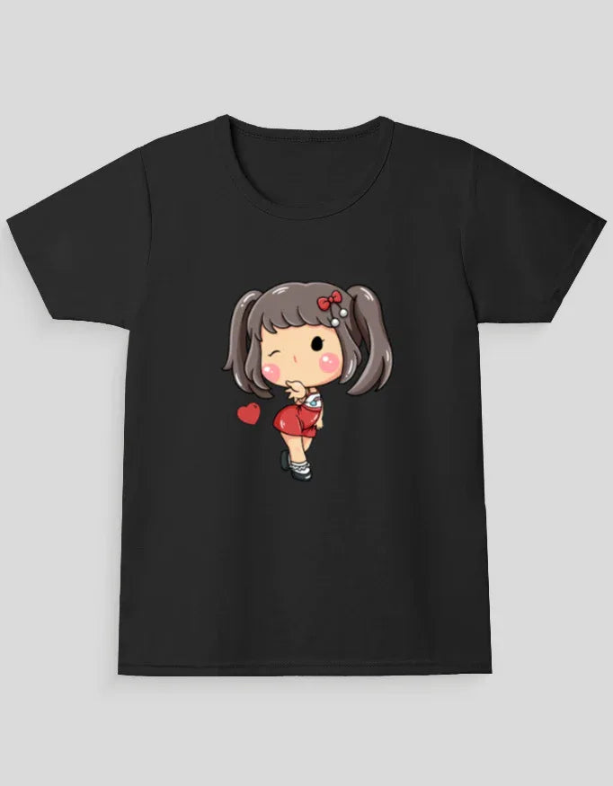Girl Heart Graphic Neck T-Shirt for Girl's - Not So Suttle