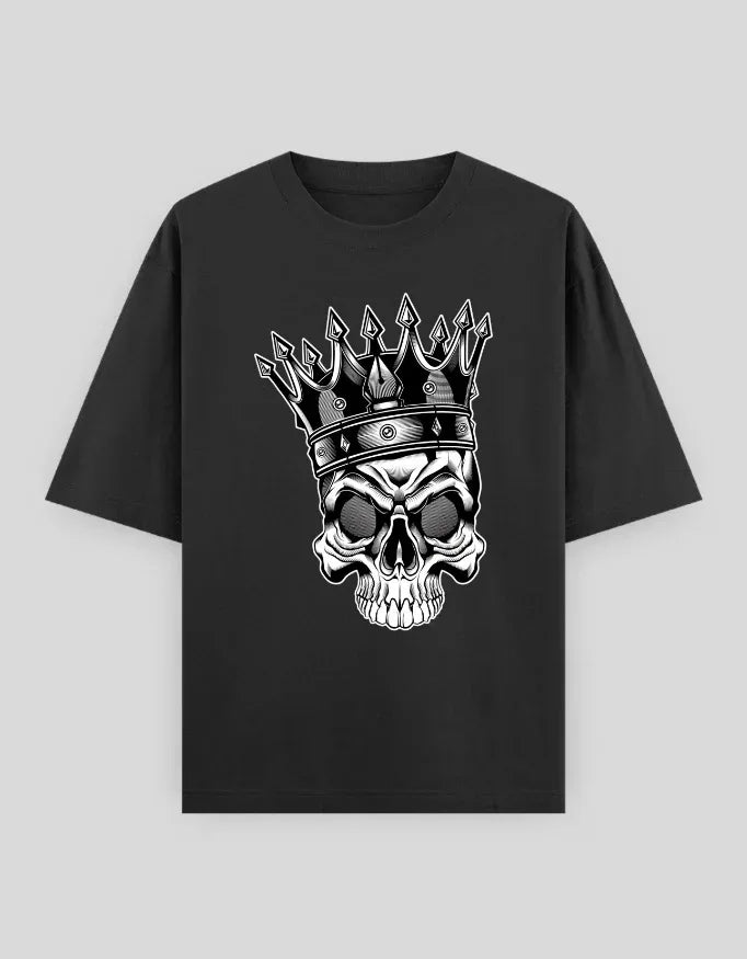 Crowned Skull Graphic Oversized Classic T-Shirt for Men - Not So Suttle