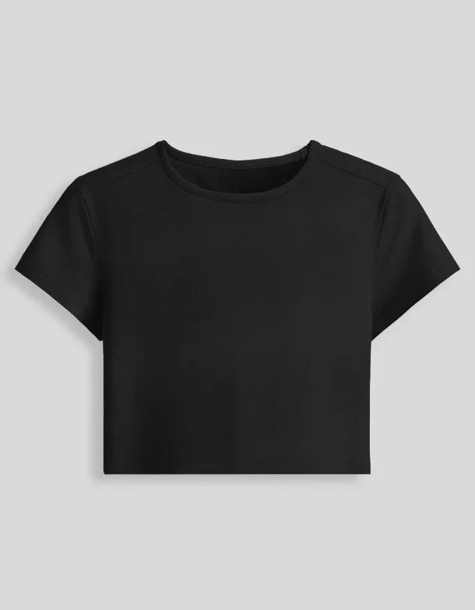 Black Stretchable Crop Tee for Women - Not So Suttle