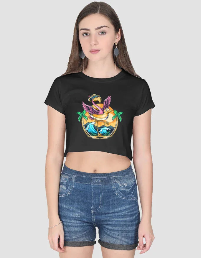 Flamingo Graphic Crop Top for Women - Not So Suttle