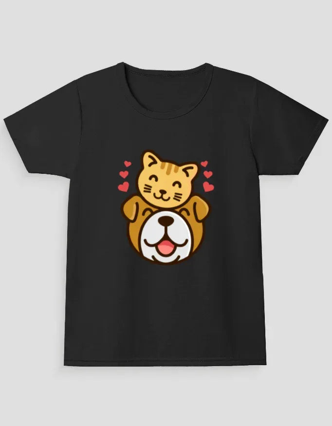 Cat and Dog Graphic T-Shirt for Girl's - Not So Suttle