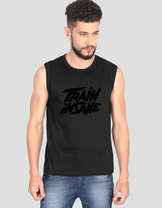 Train Insane Sleeveless Graphic T-Shirt for Men - Not So Suttle