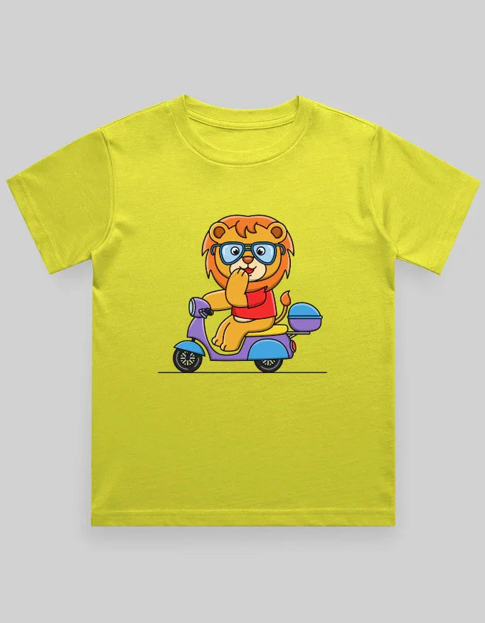 Lion on Scooter Graphic T-Shirt for Boys - Not So Suttle